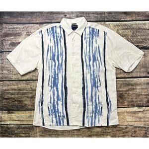 Trust Shirt Men's 2XL Linen Blend Striped Short Sleeve Button Down